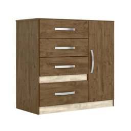 Guarda-roupa Madri com Espelho e Cômoda Venus Castanho Avela Wood Moval - 4