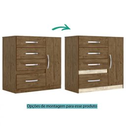 Guarda-roupa Madri com Espelho e Cômoda Venus Castanho Avela Wood Moval - 5