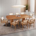 Ver imagem 1 de Sala de Jantar Mesa Noronha 220cm Tampo Laminado Canto Barril com 8 Cadeiras Eva Premium
