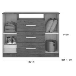 Cômoda Prisma 03 Gavetas Castanho Wood Baunilha Moval - 3