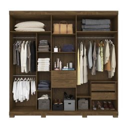 Guarda-Roupa Casal Imperial e Cômoda New Elegance Castanho Avela Wood Moval - 3 Guarda-Roupa Casal Imperial e Cômoda New Elegance Castanho Avela Wood Moval - 3