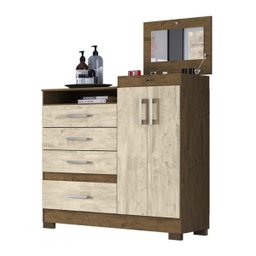 Guarda-Roupa Casal Imperial e Cômoda New Elegance Castanho Avela Wood Moval - 5 Guarda-Roupa Casal Imperial e Cômoda New Elegance Castanho Avela Wood Moval - 5