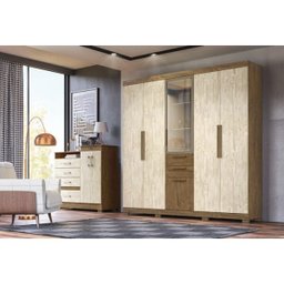 Guarda-Roupa Casal Imperial e Cômoda New Elegance Castanho Avela Wood Moval - 8 Guarda-Roupa Casal Imperial e Cômoda New Elegance Castanho Avela Wood Moval - 8