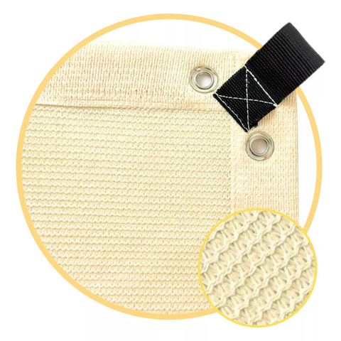 Tela Decorativa Sombrite 90% Bege 4x9 Bainha e Ilhós