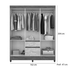 Guarda-Roupa Solteiro New Cuba 6 Portas Castanho Wood Moval - 3 Guarda-Roupa Solteiro New Cuba 6 Portas Castanho Wood Moval - 3