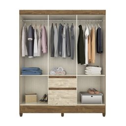 Guarda-Roupa Solteiro New Cuba 6 Portas Castanho Wood Moval - 2 Guarda-Roupa Solteiro New Cuba 6 Portas Castanho Wood Moval - 2