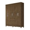 Guarda-Roupa Solteiro New Cuba 6 Portas Castanho Wood Moval - 1