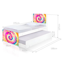 Ver imagem 2 de Bicama Solteiro Tema Tie Dye Adesivada Cama Auxiliar Mdf/mdp