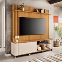 Ver imagem 1 de Estante Home para TV até 70 Polegadas 189x180cm Orgânico 1 Porta Ripado Hibris Espresso Móvei