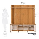 Ver imagem 3 de Estante Home para TV até 70 Polegadas 189x180cm Orgânico 1 Porta Ripado Hibris Espresso Móvei