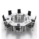 Ver imagem 4 de Mesa Treinamento Trapezoidal Modular - Cor Branca