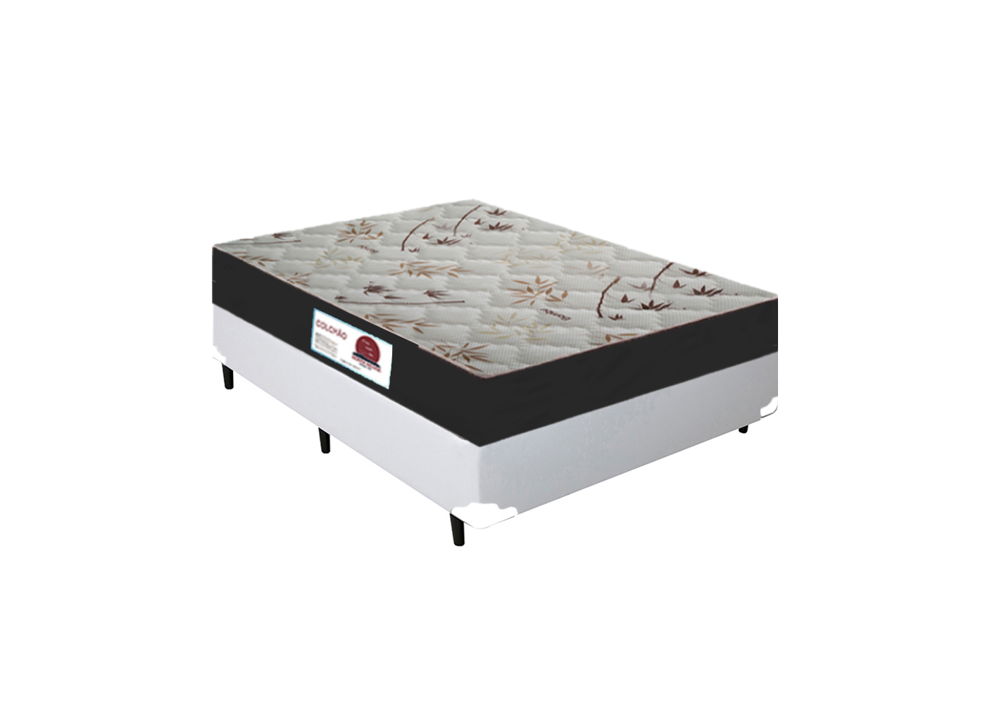 Cama Box Casal + Colchão Top Line Mola Bonnel Serra Negra 60x138x188 Cor:Sintético Branco