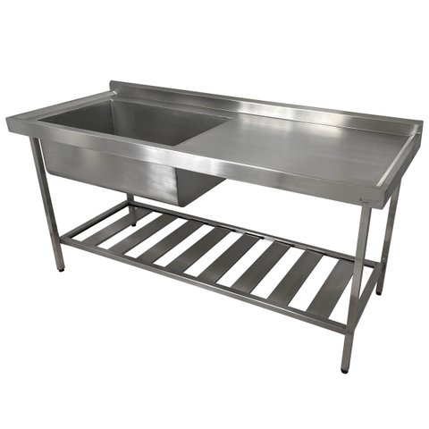 Pia Aço Inox Industrial 180x70x90 Cm Cuba Grande Cubão Esquerda Nortinox