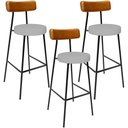 Ver imagem 1 de Kit 03 Banquetas Alta Cozinha Sala Jantar Aço Milão L02 Couríssimo Whisky Linho Cinza - Lyam Decor