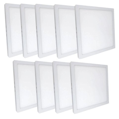 Kit 9 Plafon Painel LED Luminária Downlight 25W Sobrepor