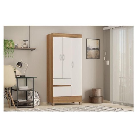 Guarda Roupa Solteiro Wind 3 Portas e 2 Gavetas-demóbile:amendola Touch/off-white