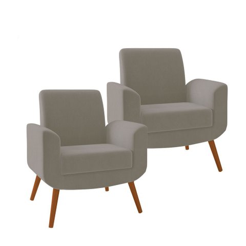 Kit 2 Poltronas Turim em Madeira de Eucalipto Movellu Home