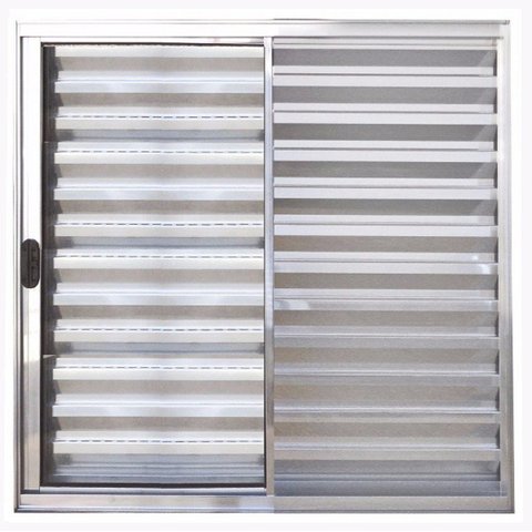 Janela de Alumínio Brilhante Veneziana de Correr 3 Folhas Sem Grade CMC Modular- 1.20(L)X1.00(A)