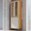 Ver imagem 2 de Paneleiro Syrah 4 Portas 4 Prateleiras com Vidro 100% Mdf Amêndoa/off White - Rio Doce
