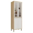 Ver imagem 1 de Paneleiro Syrah 4 Portas 4 Prateleiras com Vidro 100% Mdf Amêndoa/off White - Rio Doce
