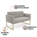 Ver imagem 3 de Sofá Namoradeira 2 Lugares Industrial Dourado Elisa Bouclê Cinza D03 - D'Rossi
