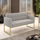 Ver imagem 2 de Sofá Namoradeira 2 Lugares Industrial Dourado Elisa Bouclê Cinza D03 - D'Rossi