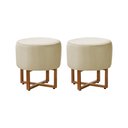 Ver imagem 2 de Kit 2 Puff Industrial Decorativo Charles Estofado Veludo Bege Base Ferro