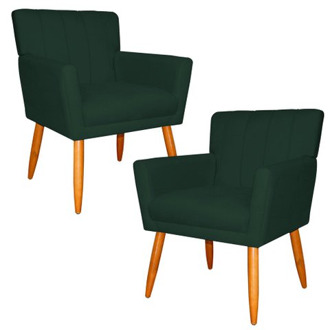 Kit 2 Poltronas Decorativa para Sala de Estar Cecília Suede Verde - Montanaris Decor Md Montanaris D