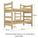 Ver imagem 4 de Beliche Madeira Maciça - Vira 2 Camas - para Colchão 78/88 X 188cm Dubai Multimóveis Cr4137