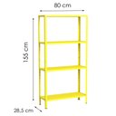 Ver imagem 2 de Estante Aço 4 Prateleiras Livros Cozinha Quarto Eaf006 Amarela