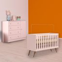Ver imagem 1 de Conjunto Berço Mini Cama Retrô e Cômoda Sapateira 1 Porta 4 Gavetas Rosa