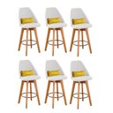Ver imagem 1 de Kit 06 Banquetas Linho Bege E Almofada Sintético Amarelo