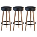 Ver imagem 1 de Kit 03 Banquetas Estofada com Pés de Madeira Couríssimo Preto