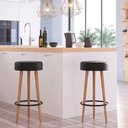 Ver imagem 4 de Kit 03 Banquetas Estofada com Pés de Madeira Couríssimo Preto