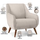Ver imagem 3 de Poltrona Decorativa Fixa Pés de Madeira Paloma D02 Linho Cru B-443 - Lyam Decor