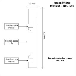 Rodapé de MDF 10cm x 15mm x 2,40m com Friso Moldufama 1002 - 3