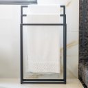 Ver imagem 5 de Porta Toalha Level Decorativo de Piso Preto de Metal - Harmônica Móveis.