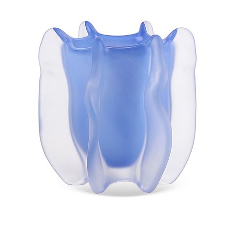 Vaso Decorativo Orgânico em Vidro Azul Fosco 16cm LR0059 Btc