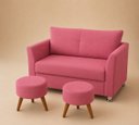 Ver imagem 4 de Kit Namoradeira Lisboa 2 Lugares + 2 Puffs Redondos em Suede para Sala Rosé Conforto e Luxo