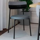 Ver imagem 2 de Cadeira de Jantar Estofada Kit 8 Nyka M25 Linho Cinza/preto - Mpozenato