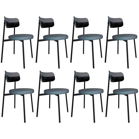Cadeira de Jantar Estofada Kit 8 Nyka M25 Linho Cinza/preto - Mpozenato