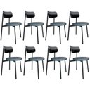Ver imagem 1 de Cadeira de Jantar Estofada Kit 8 Nyka M25 Linho Cinza/preto - Mpozenato