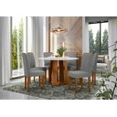 Ver imagem 1 de Conjunto Mesa Isabela com Tampo Giratório 135cm com 6 Cadeiras Amanda - Ipê / Off White / LN02