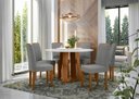 Ver imagem 1 de Conjunto Mesa Isabela com Tampo Giratório 135cm com 6 Cadeiras Amanda - Ipê / Off White / LN02