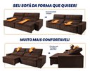 Ver imagem 4 de Sofá Retrátil Reclinável Supremo 2,10m Suede Velut Marrom Molas no Assento - King House