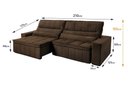 Ver imagem 2 de Sofá Retrátil Reclinável Supremo 2,10m Suede Velut Marrom Molas no Assento - King House