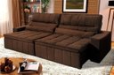 Ver imagem 1 de Sofá Retrátil Reclinável Supremo 2,10m Suede Velut Marrom Molas no Assento - King House