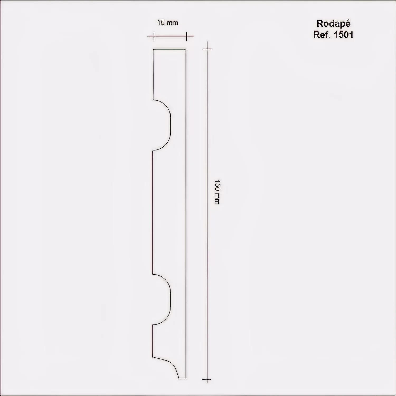 Rodapé MDF 1501 Resistente a Umidade Moldufama 15mmx15cm Metro Linear - 2