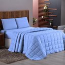 Ver imagem 2 de Kit Cobre Leito Colcha Minimal Casal 3 Peças Malha 100% Algodão - Azul Claro