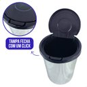 Ver imagem 3 de Lixeira Cesto Cozinha Banheiro 8l Tampa Click Prata